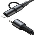 BASEUS kabel Twins 2v1, USB-C - USB-C, 60W + Lightning, M/M, nabíjecí, datový, 20W, 1m, černá_1517729933