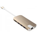 Gmobi Multi-port USB-C Hub HDMI a Ethernet, růžová/zlatá