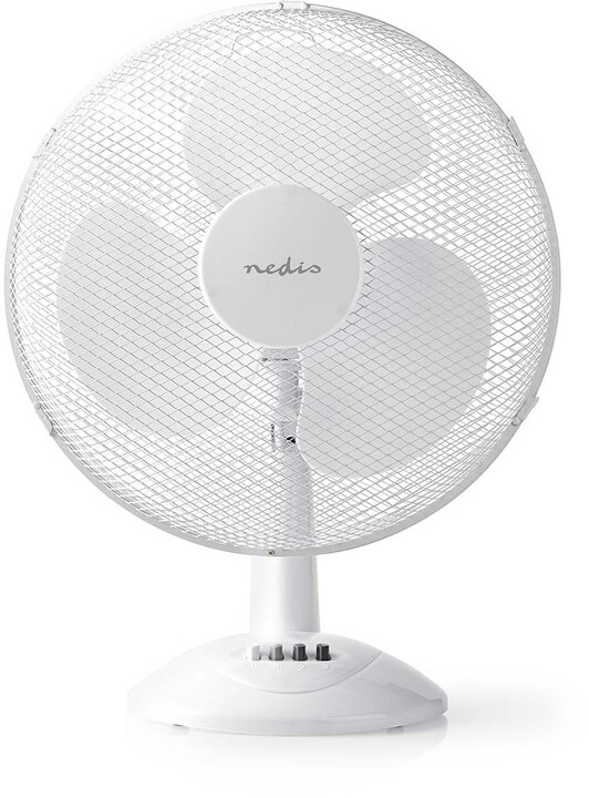NEDIS stolní ventilátor, 40cm, 45W, rotace, 3 rychlosti, bílá_1594123950
