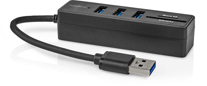 Nedis USB hub, 5 portový, USB-A, 3x USB 3.2 Gen 1, SD &amp; MicroSD_143929011