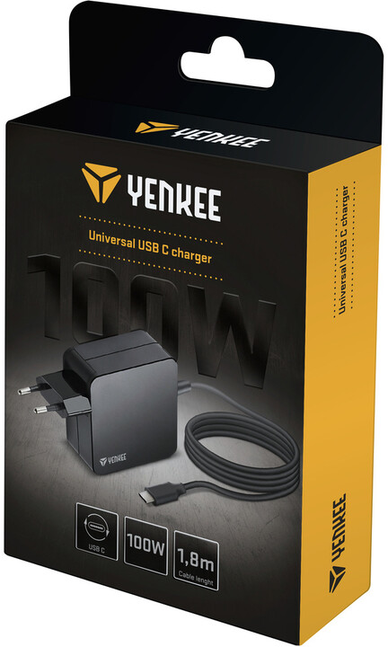 YENKEE síťová nabíječka YAU C100, USB-C, 100W, černá_1117148884