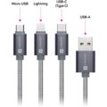 CONNECT IT Wirez 3in1 USB-C &amp; Micro USB &amp; Lightning, silver gray, 1,2 m_386557684