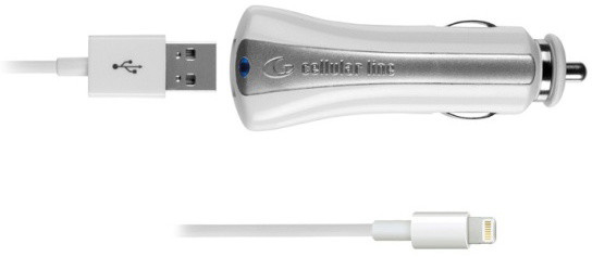 CellularLine autonabíječka s USB výstupem + USB kabel Lightning, MFI, 1A, bílá_1885182020