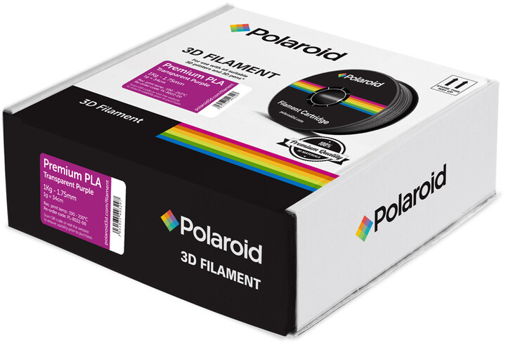 Polaroid 3D 1Kg Universal Premium PLA 1,75mm, transparentní fialová_1492304279