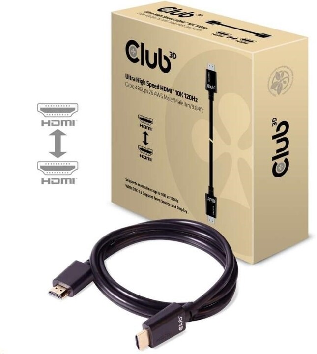 Club3D kabel HDMI 2.1, M/M, 4K@120Hz, 8K@60Hz, Ultra High Speed, 3m, černá_2093483392