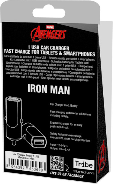 Tribe Marvel Iron Man Nabíječka do auta - Červená_2031188971