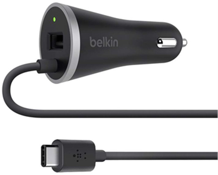 Belkin USB-C + USB-A nabíječka do auta 3A/5V, + USB-C USB-C kabel 1,2m - černá_1995377962