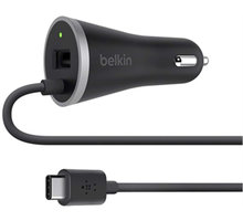 Belkin USB-C + USB-A nabíječka do auta 3A/5V, + USB-C USB-C kabel 1,2m - černá_1995377962