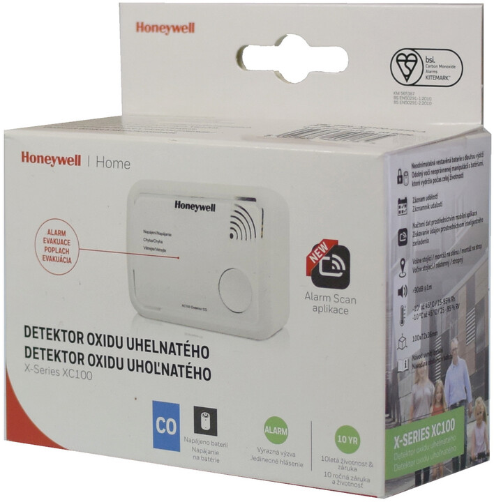Honeywell XC100-CSSK-A, Smart detektor a hlásič oxidu uhelnatého, Alarm Scan App, CO Alarm_317567312
