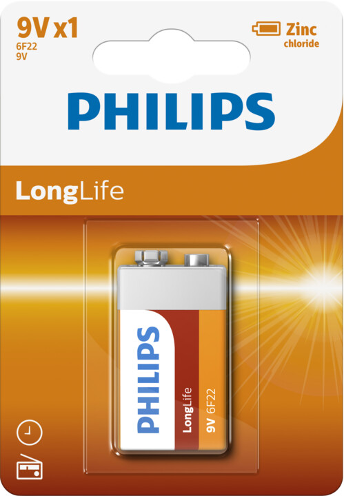 Philips 9V LongLife zinkochloridová, blister_1648390714