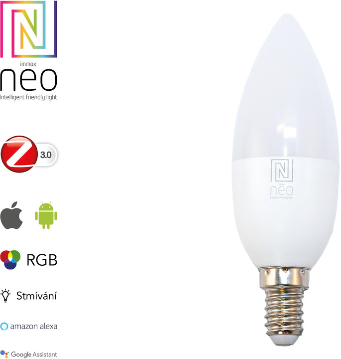 Immax Neo LED, E14, 400lm, 5W, Zigbee, Dim, RGBW_1637073858