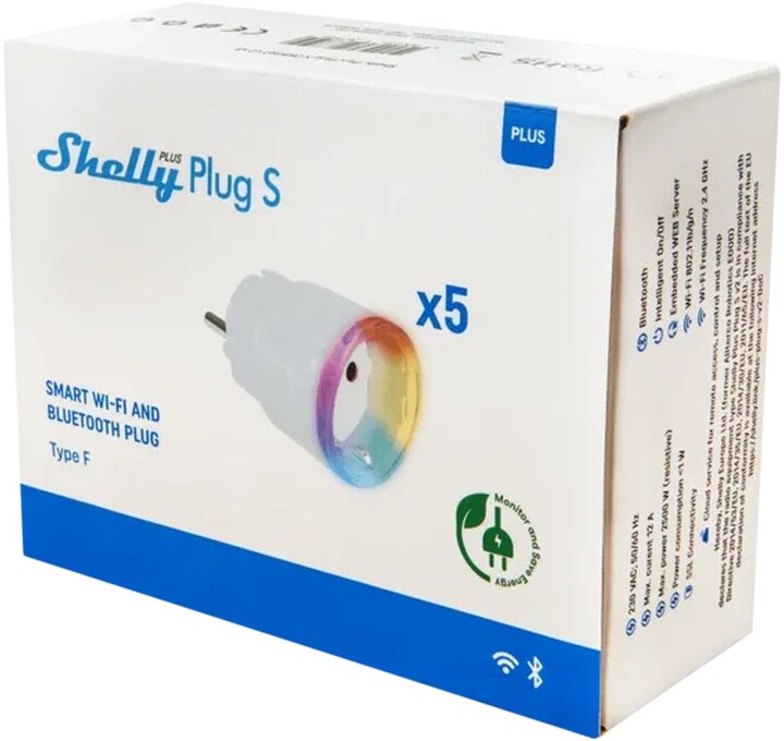 Shelly Plus Plug S, bílá, balení 4+1 ks_647326577