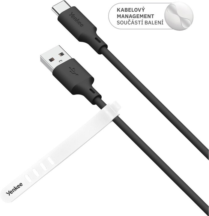 YENKEE kabel YCU 315 BK SILIC USB-A - USB-C, USB 2.0, 1.5m, černá_1453539815