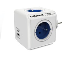 Cubenest PowerCube Original rozbočka, 4 zásuvky + USB A+C PD 20 W, modrá 6974699970811