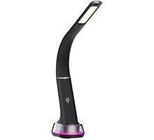 IMMAX LED stolní lampička CORELLA, Qi nabíjení, RGB podsvícení, stmívatelná, černá / stříbrná 08973L