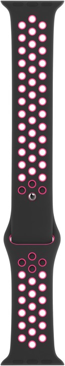 Apple řemínek pro Watch Series 5, 44mm sportovní Nike - S/M a M/L, černá/křiklavě růžová_1877282740