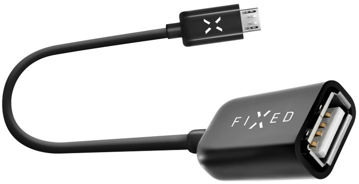FIXED MicroUSB OTG adaptér pro mobilní telefony a tablety, USB 2.0, černý_663599928