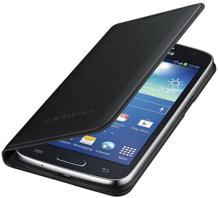 Samsung flipové pouzdro s kapsou EF-WG386B pro Galaxy Core LTE, černá_1632001031