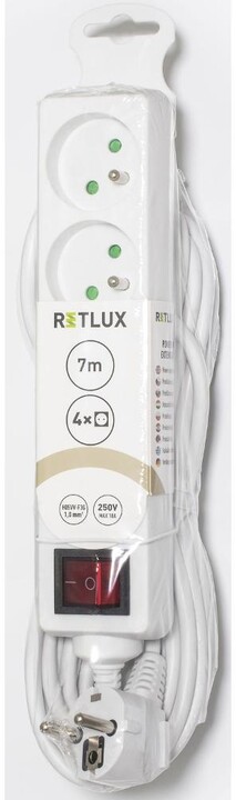 Retlux prodlužovací přívod RPC 27, 4 zásuvky, s vypínačem, 7m, bílá_16620922