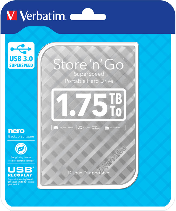 Verbatim Store&#39;n&#39;Go, USB 3.0 - 1,75TB, stříbrná_3102582