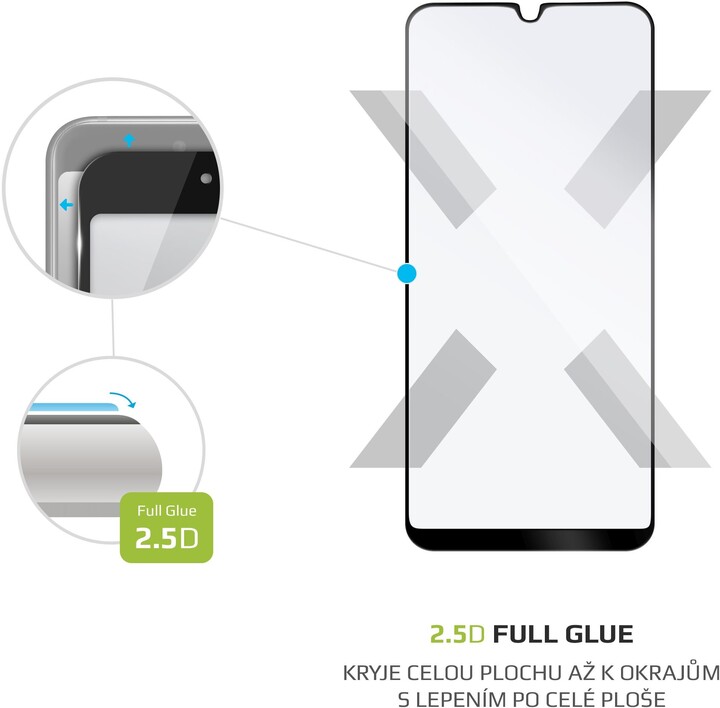 FIXED ochranné tvrzené sklo Full-Cover pro Samsung Galaxy A20e, lepení přes celý displej, černá