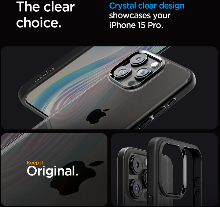 Spigen ochranný kryt Ultra Hybrid pro Apple iPhone 15 Pro, transparentní, černý okraj_423454291