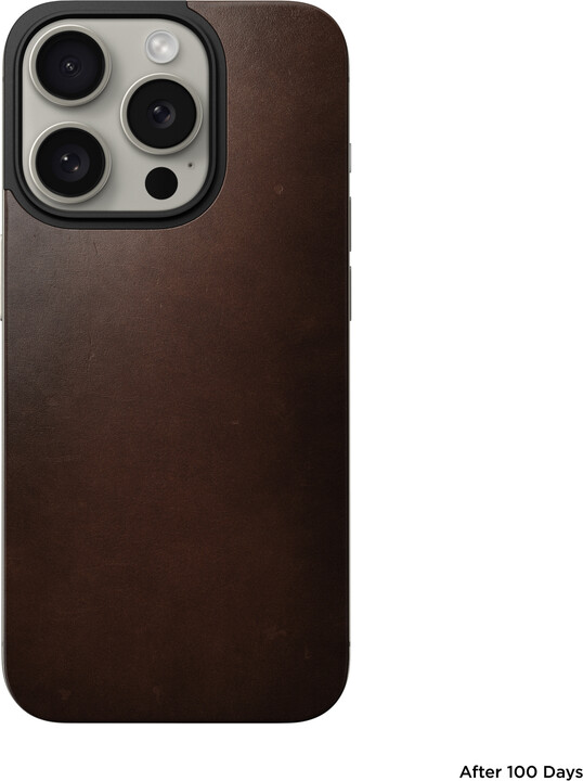Nomad kožený ochranný kryt Magnetic Horween pro Apple iPhone 15 Pro, hnědá_1856632067