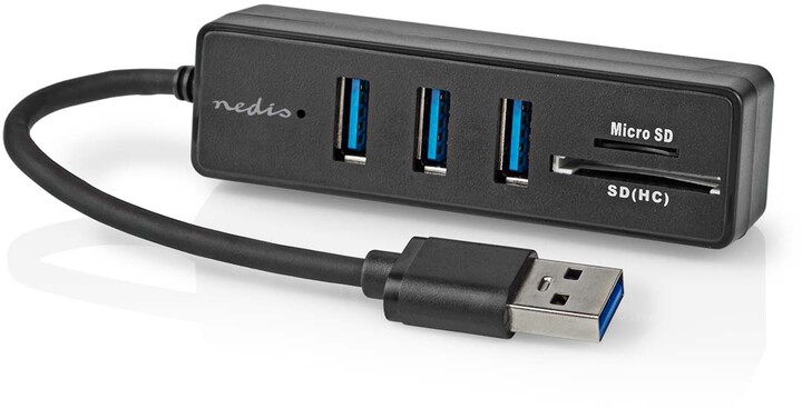 Nedis USB hub, 5 portový, USB-A, 3x USB 3.2 Gen 1, SD &amp; MicroSD_484516501