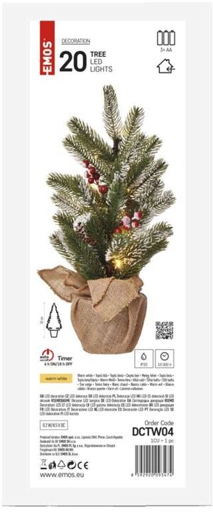 Emos LED vánoční stromek zasněžený, 52 cm, 3x AA, vnitřní, teplá bílá, časovač_1507119076