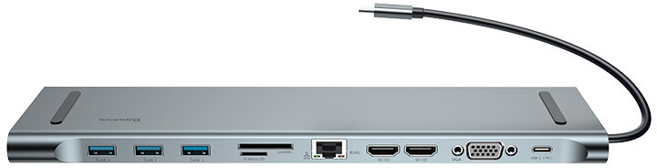 Baseus dokovací stanice USB-C, USB-C PD, 3xUSB 3.0, 2xHDMI, VGA, RJ45, 3,5mm Jack, čtečka karet,_2084851951