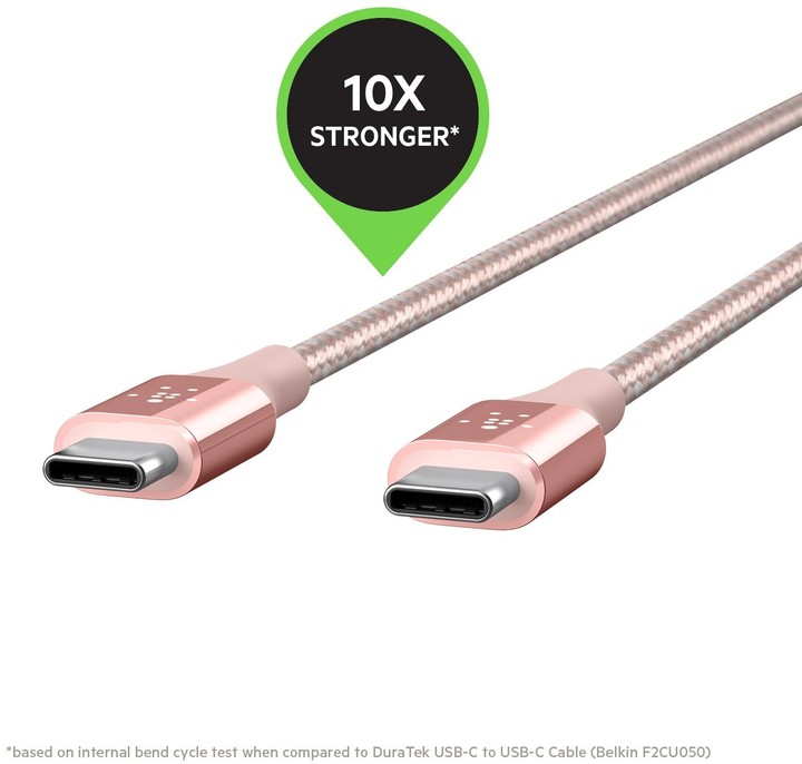 Belkin kabel Premium Kevlar USB-C to USB-C,1,2m, růžový_456642451