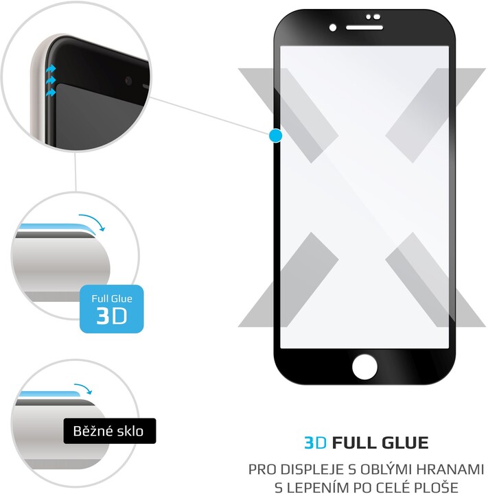 FIXED 3D Full-Cover ochranné tvrzené sklo pro Apple iPhone 7 Plus/8 Plus, černé