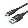 MAX kabel USB-A - USB-C, USB 3.0, opletený, 2m, černá