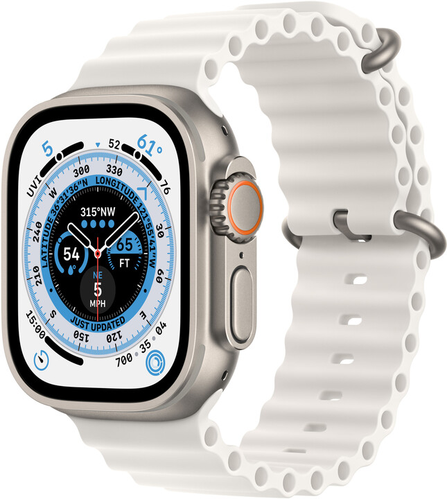 Apple Watch Ultra, 49mm, Cellular, Titanium, White Ocean Band_306958971