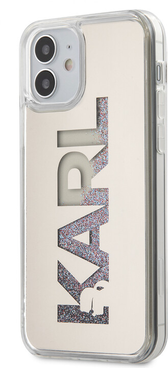 KARL LAGERFELD ochranný kryt Liquid Glitter Multi Mirror pro iPhone 12 Mini (5.4&quot;), stříbrná_716664793