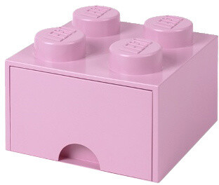 Úložný box LEGO, s šuplíkem, malý (4), světle růžová_1401630813