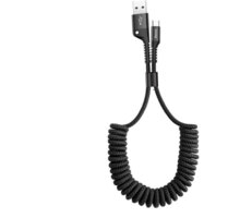 BASEUS pružinový kabel Fish Exe USB-A - USB-C, 2A, 1m, černá_670780840