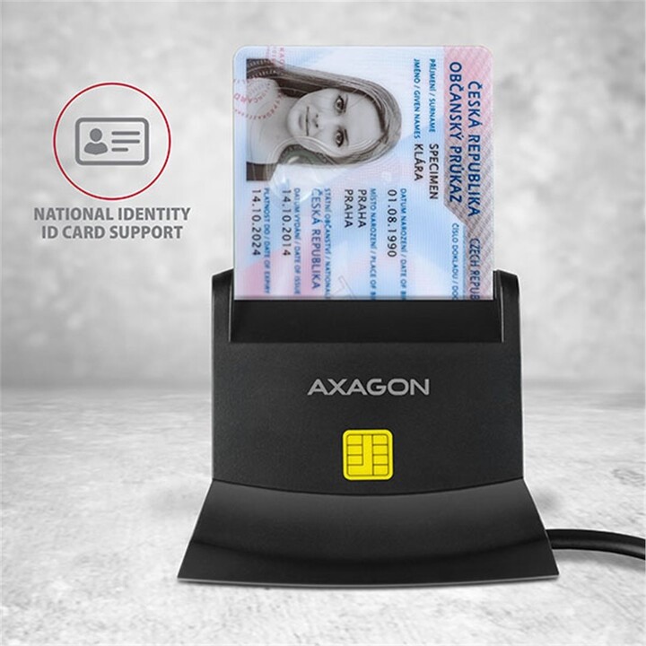 AXAGON CRE-SM2, USB externí čtečka 4-slot Smart card/ID card (eObčanka) + SD/microSD/SIM_618041306