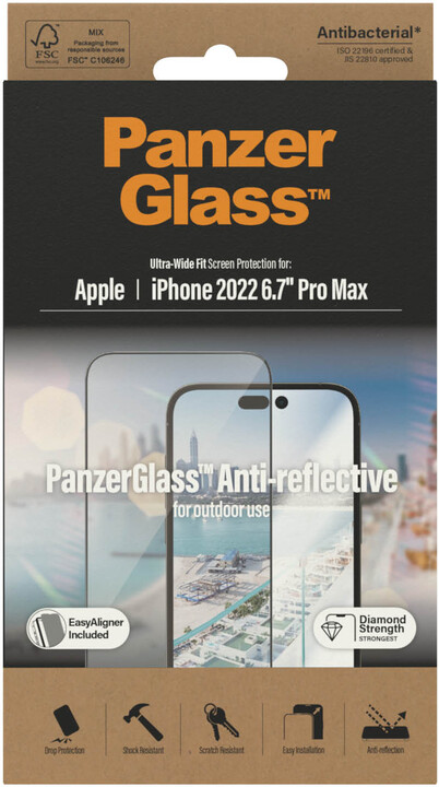PanzerGlass ochranné sklo pro Apple iPhone 14 Pro Max s Anti-reflexní vrstvou a instalačním rámečkem_1170340026