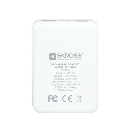 SKROSS powerbanka Reload 5, 5000mAh, 2x 2A výstup, microUSB kabel, bílá_994381873
