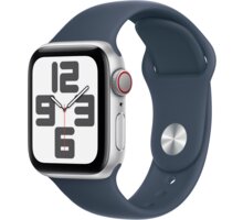Apple Watch SE 2023, Cellular, 40mm, Silver, Storm Blue Sport Band - S/M MRGJ3QC/A