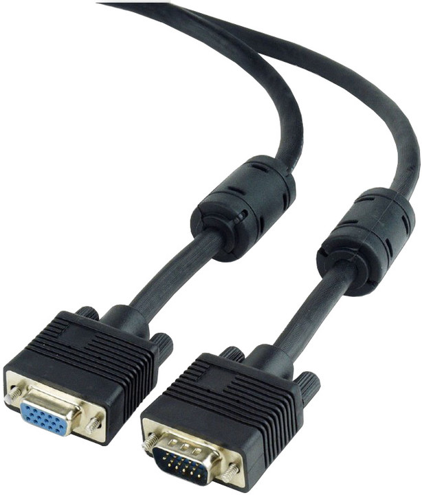 Gembird CABLEXPERT kabel prodlužovací mon 15M/15F VGA 1,8m stíněný ferrity, černá_907795232