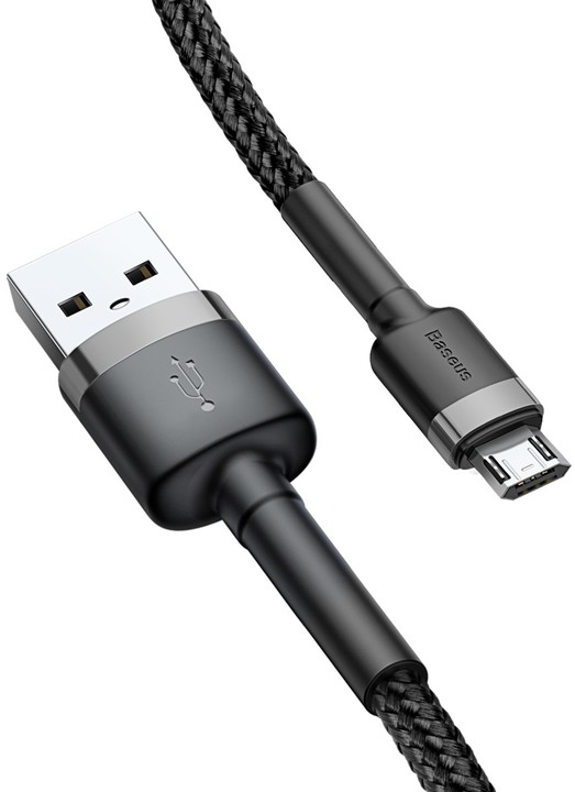 Baseus odolný nylonový kabel USB Micro 1.5A 2M, šedá + černá_1609389814