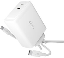 EPICO síťová nabíječka GaN, 2x USB-C, 100W, bílá + USB-C kabel, 2m 9915101100185