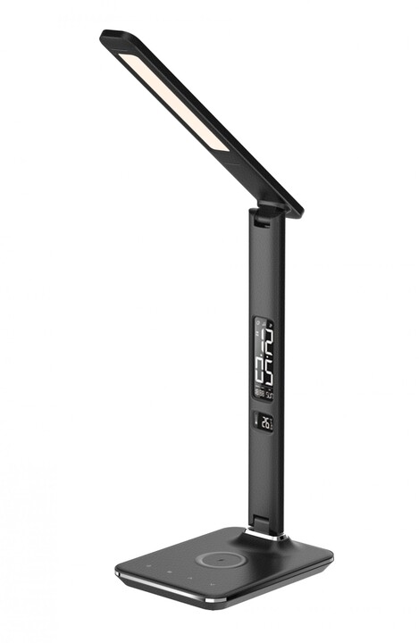 IMMAX LED stolní lampička Kingfisher, Qi nabíjení, černá_376640133