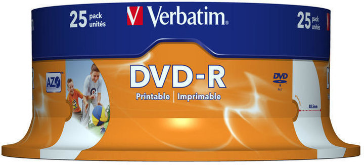Verbatim DVD-R Printable (Inkjet) 16x 4,7GB spindl 25ks_377806710