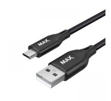 MAX kabel USB-A - micro USB, USB 2.0, opletený, 2m, černá_1398955926
