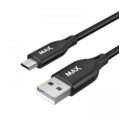 MAX kabel USB-A - micro USB, USB 2.0, opletený, 2m, černá_1398955926