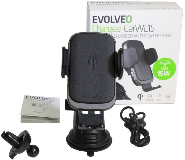 Evolveo Chargee CarWL15, držák pro mobilní telefon do auta s bezdrátovou nabíječkou 15W_1964620140