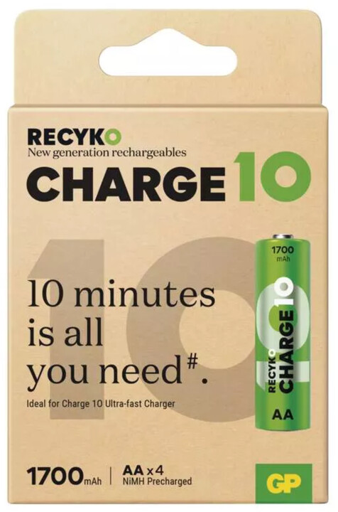 GP nabíjecí baterie ReCyko Charge 10 AA (HR6) 1700mAh, 4ks_930809904